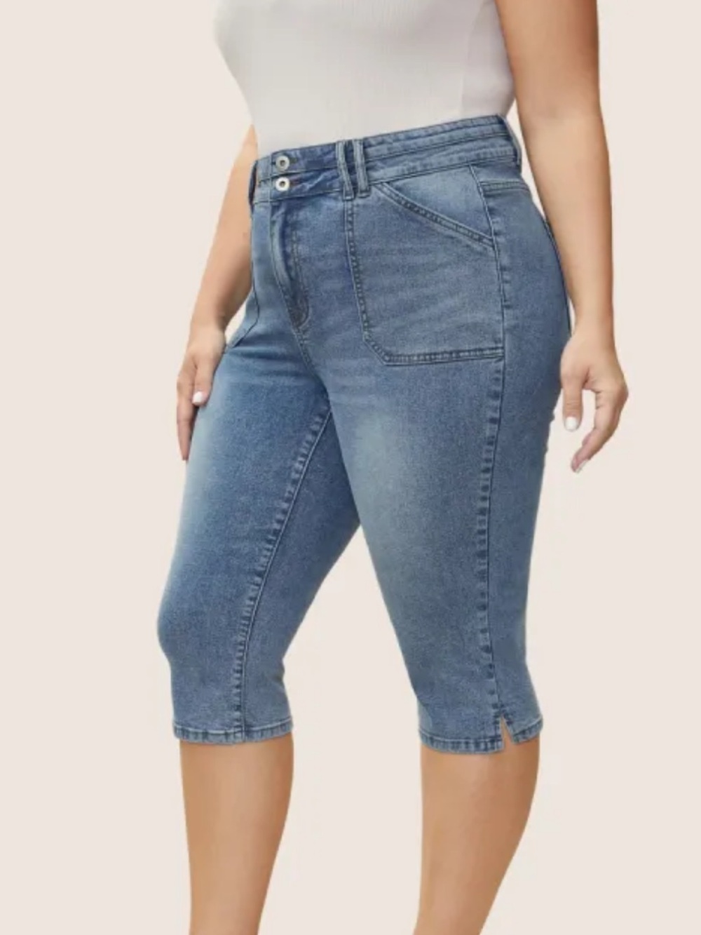 BloomChic Plus Size 3XL Straight legs High Rise dark blue Jean shorts us22